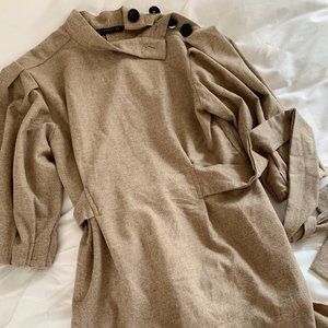 Zara Tan Button Blouse
